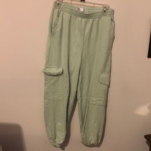 Cute lime green sweats with lots of pockets!